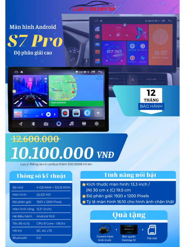 Màn hình Android Carrozzeria S7 PRO