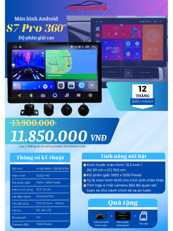 Màn hình Android Carrozzeria S7 PRO 360